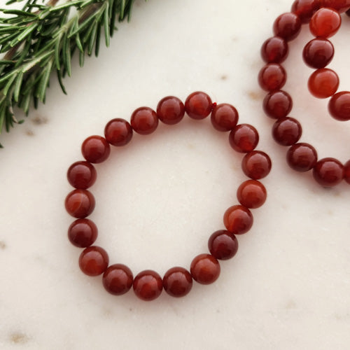 Carnelian Bracelet (assorted. approx. 10mm round beads)