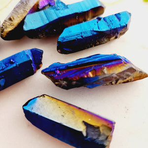 Cobalt Blue Electroplated Quartz Point