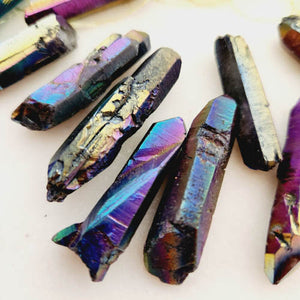 Titanium aka Rainbow Electroplated Quartz Rough Point