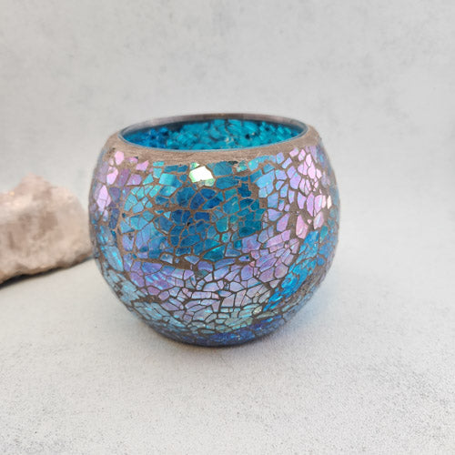 Blue Mosaic Candle Holder (approx.10 x 12cm)
