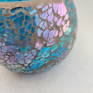 Blue Mosaic Candle Holder 