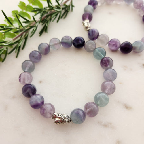 Rainbow Fluorite Bracelet with Buddha Bead (assorted)