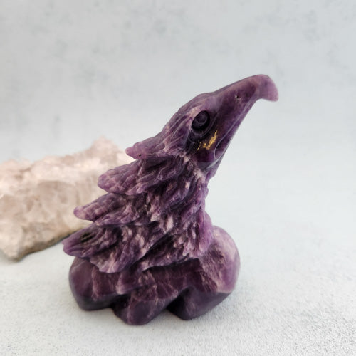 Lepidolite Eagle Bust (approx. 10.7x10.6x4.5cm)