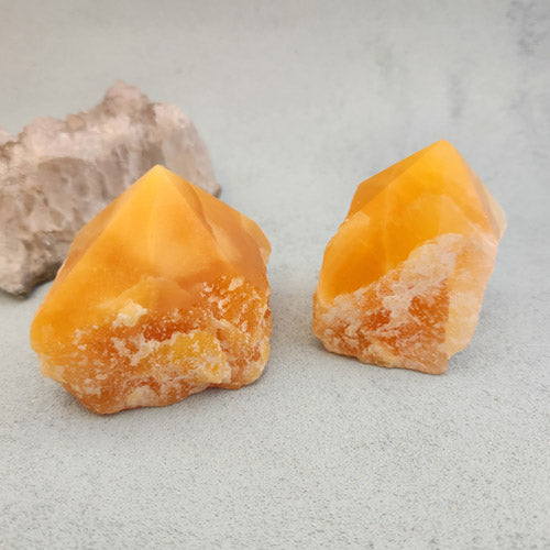 Orange Calcite Partially Polished Point (assorted. approx. 5.5-6.3x5.8-8.4x5.3-7.1cm)