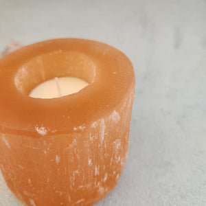 Orange Selenite Candle Holder (assorted. approx. 7.5x8cm)