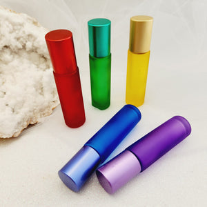 Frosted Coloured Essential Oil Roller Glass Perfume Bottle