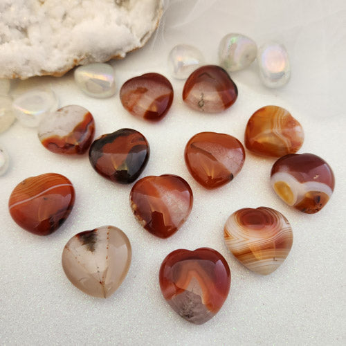 Carnelian/Agate Heart (assorted. approx. 3-3.2x3-3.1cm)