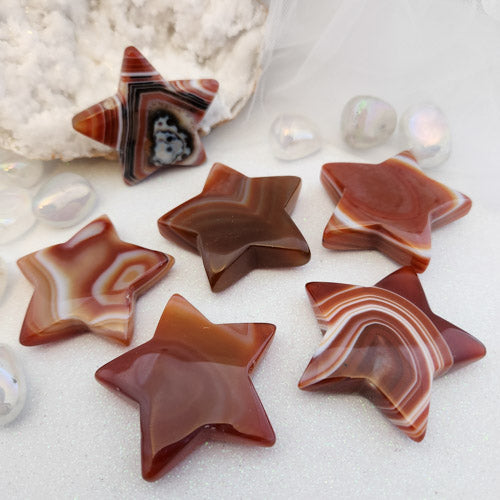 Carnelian/Agate Star (assorted. approx. 4.7x5.3x1.6cm)