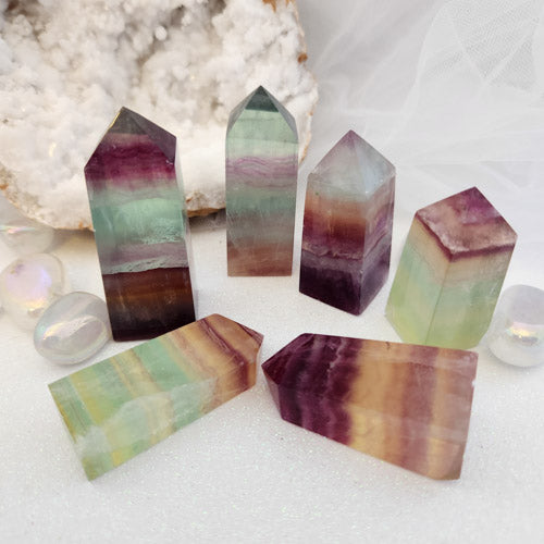 Rainbow Fluorite Candy Coloured Obelisk (assorted. approx. 5-6.6x2.2-2.5x1.5-2.3cm)