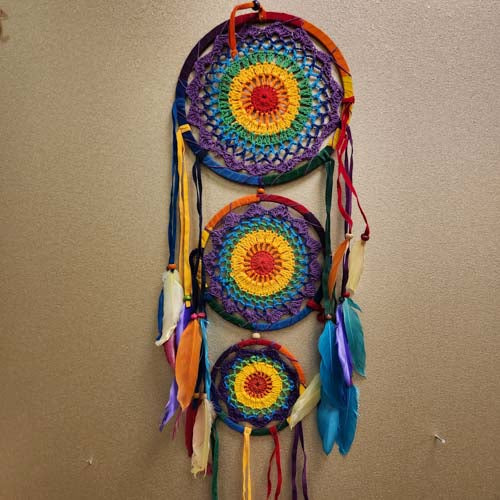 Colourful Crochet 3 Hoop Dream Catcher (approx. 80x22cm)