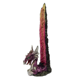 Pink Silver Dragon with Sparkly Gems Incense Tower