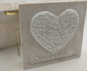 Dearest Sister Angel Wings Plaque (approx. 16x16x3cm)