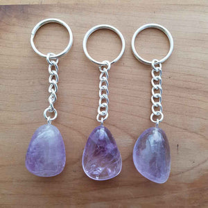 Amethyst tumble keyring with soft purple colouring and smooth polish.