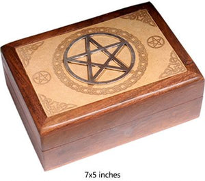 Carved Wooden Box with Pentacle