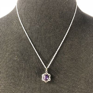 Amethyst Star Pendant with Chain. (assorted. set in silver metal)