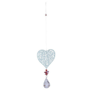 Heart Metal & Crystal Hanging Prism (approx.