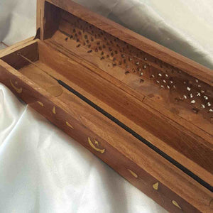 Wood & Brass Box Incense Holder (Teak)