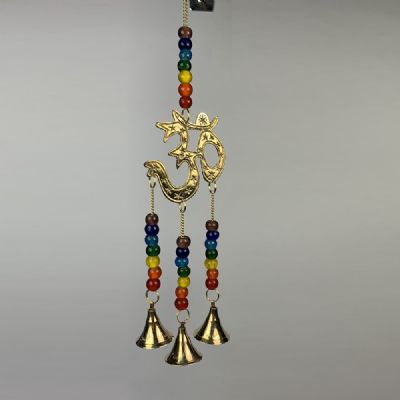 Om Hanging Bells with Chakra Beads (approx. 29.5x6.5cm)