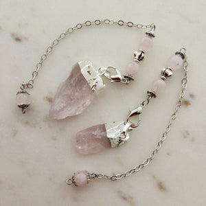 Rose Quartz Crystal Pendulum for Love & Emotional Healing