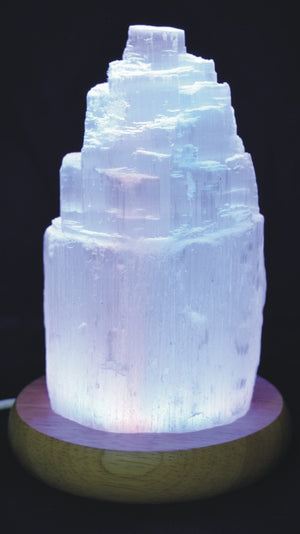 Selenite Skyline Colour Changing LED Lamp (assorted. approx. 18-20x5cm)