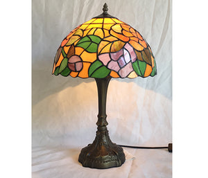 Shades of Orange & Green Tiffany Style Lamp (approx. 41x39cm)