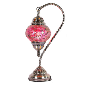 Pink Tones Turkish Swan Neck Style Mosaic Lamp. (approx. 37cm)