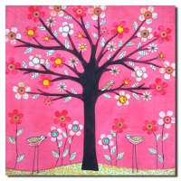 Pink Tree Canvas (approx. 40x40x2cm)