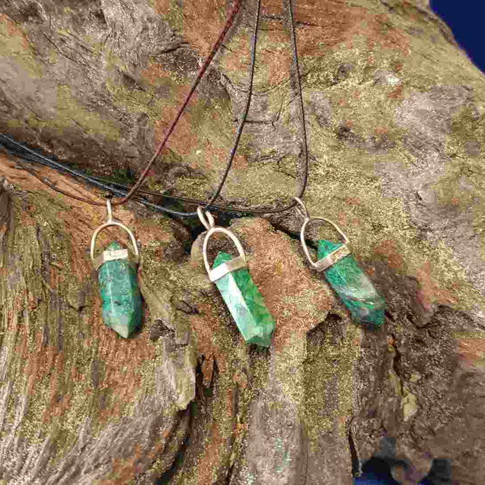 Chrysocolla Point Pendant (sterling silver) small