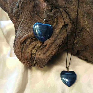 Cobalt Aura Quartz Heart Pendant