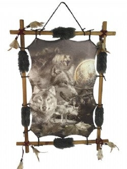 Wolves & Spider Framed with Bamboo (approx. 56x41cm)