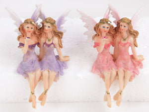 Twin Fairies Shelf Sitter Pink or Purple (approx. 8.5x12.5x7cm)