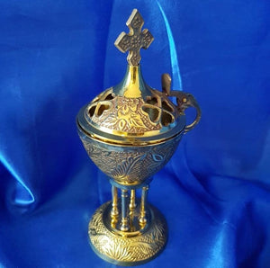 Brass Engraved Charcoal Burner with Coaster