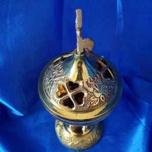 Brass Engraved Charcoal Burner with Coaster