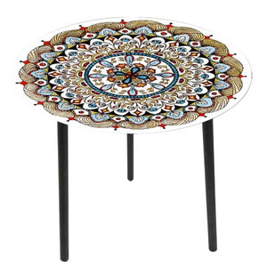 Moroccan Mandala Glass Table (approx. 40x40x40cm)