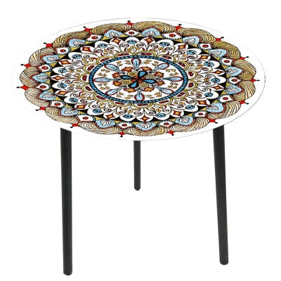 Moroccan Mandala Glass Table (approx. 40x40x40cm)