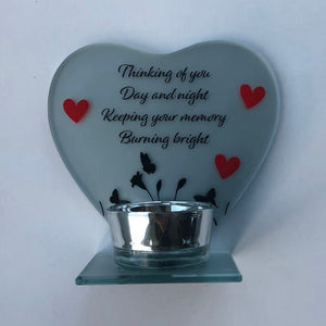 Thinking of You Day and Night Heart Memorial Candle Holder (approx. 12x11.5x5cm)